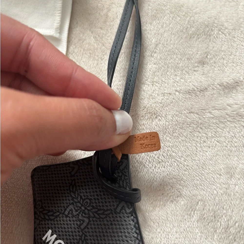 MCM Black Leather Air Tag Cover